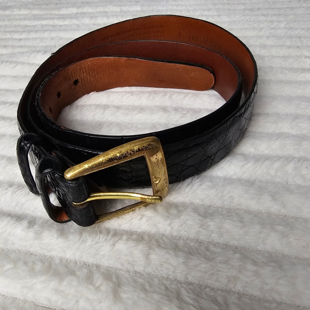 Trafalgar Mens American Alligator Leather Belt 36 Black Luxury Old Money TX 207